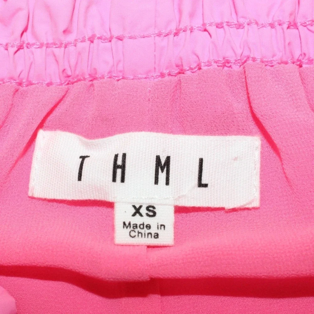 THML Tiered Mini Dress Smocked Ruffle Neck XS Pink JH2008-PK - Picture 3 of 6